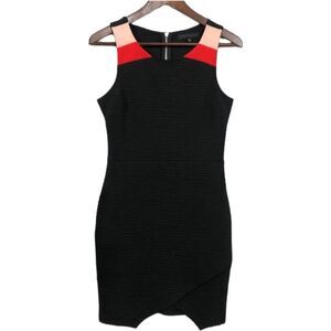 Sanctuary Black Pink Red Asymmetrical Ribbed Dress